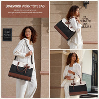 HKM-760915 Elegant Water-Resistant Leather Tote Bag for 15.6 Inch Laptops - Spacious Teacher Handbag