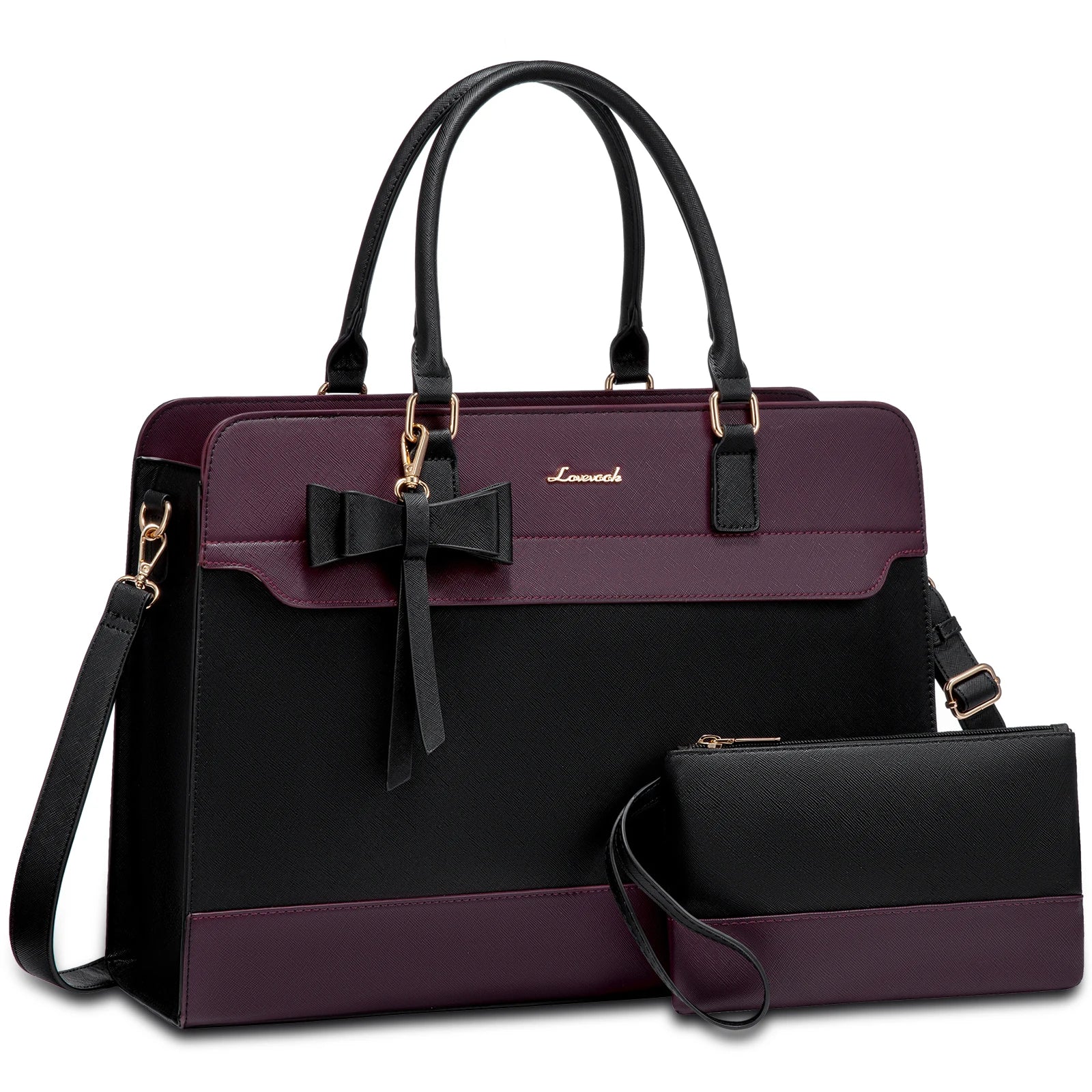 HKM-760915 Elegant Water-Resistant Leather Tote Bag for 15.6 Inch Laptops - Spacious Teacher Handbag
