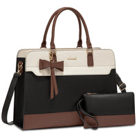 HKM-760915 Elegant Water-Resistant Leather Tote Bag for 15.6 Inch Laptops - Spacious Teacher Handbag