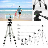 HKM-760915 Portable Aluminum Tripod Stand for Mobile Phones with 360-Degree Swivel Head and Quick-Flip Leg Locks