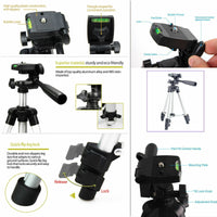 HKM-760915 Portable Aluminum Tripod Stand for Mobile Phones with 360-Degree Swivel Head and Quick-Flip Leg Locks