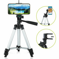 HKM-760915 Portable Aluminum Tripod Stand for Mobile Phones with 360-Degree Swivel Head and Quick-Flip Leg Locks