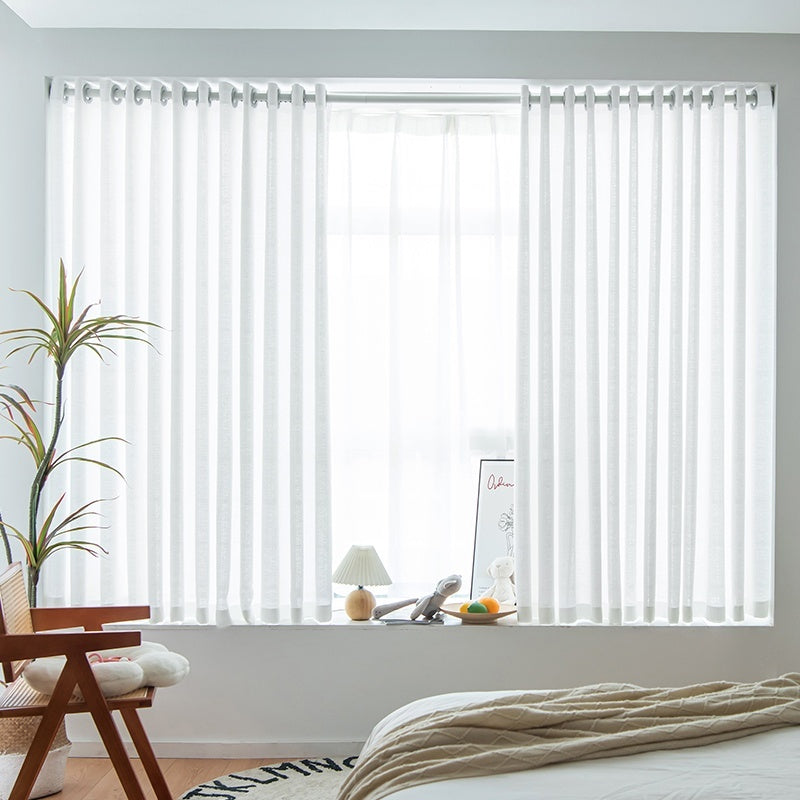HKM-760915 Sunshade Nontransparent Curtain in Hemp Yarn - Modern Minimalist Design, Multiple Sizes Available