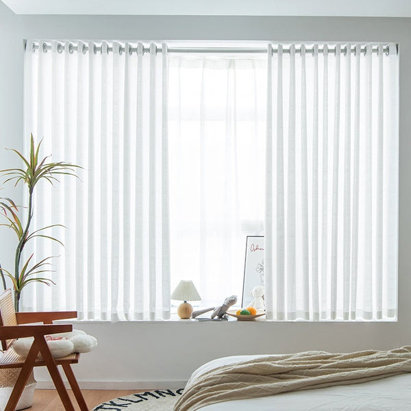 HKM-760915 Sunshade Nontransparent Curtain in Hemp Yarn - Modern Minimalist Design, Multiple Sizes Available