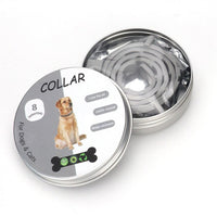 HKM-7610941 Adjustable Flea-Repellent Collar for Cats and Dogs in Yellow, Black, White, and Gray