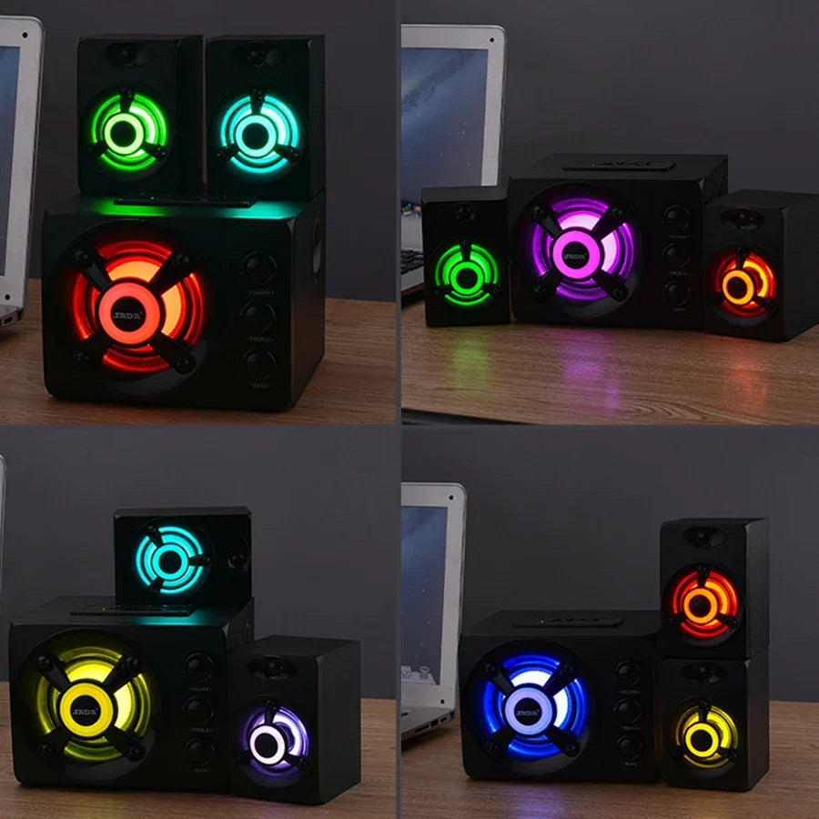 HKM-761363 RGB Colourful LED Desktop Gaming Speaker with Subwoofer