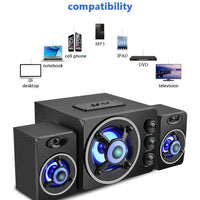 HKM-761363 RGB Colourful LED Desktop Gaming Speaker with Subwoofer
