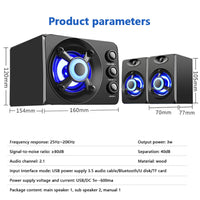 HKM-761363 RGB Colourful LED Desktop Gaming Speaker with Subwoofer