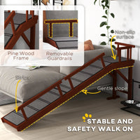 HKM-7614397 Wooden Dog Ramp with Removable Guardrails, Non-Slip Carpet Surface, 73 Long, Suitable for Pets Up to 88 lbs