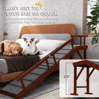 HKM-7614397 Wooden Dog Ramp with Removable Guardrails, Non-Slip Carpet Surface, 73 Long, Suitable for Pets Up to 88 lbs