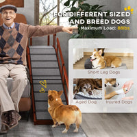 HKM-7614397 Wooden Dog Ramp with Removable Guardrails, Non-Slip Carpet Surface, 73 Long, Suitable for Pets Up to 88 lbs