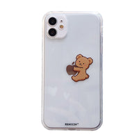HKM-761619 Cartoon Bear Transparent Soft Case for iPhone 11, 11 Pro, 12, XS Max & More