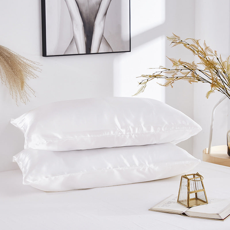 HKM-761747 Satin Imitation Silk Simple Pillowcase for Double Long Pillow - Modern Twill Weave
