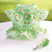 HKM-7619261 Small Floral Lace Teddy Bear Dog Leash with Chest Strap for Pets Up to 15 kg