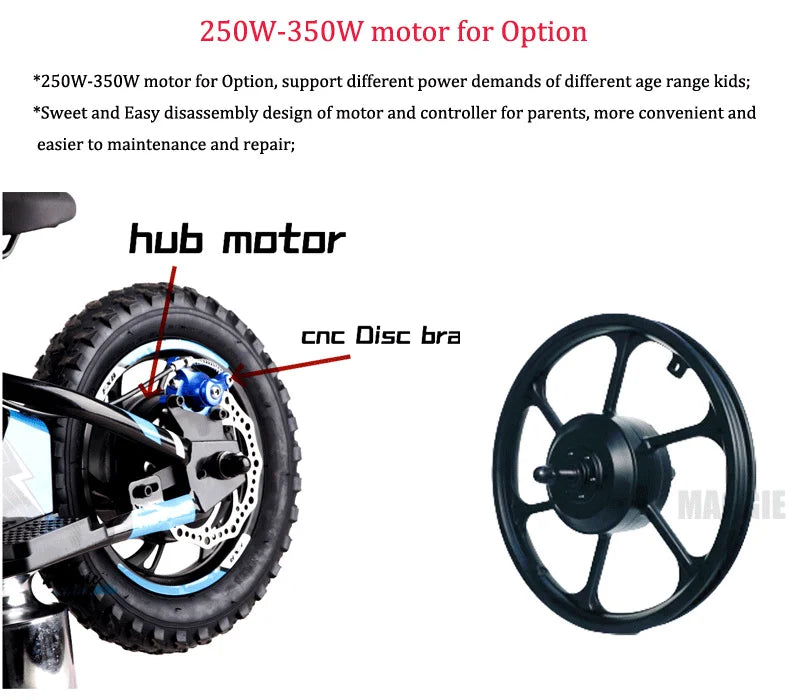 HKM-761939 Kids 12-Inch Electric Bike with 250W Hub Motor and Aluminum Alloy Frame
