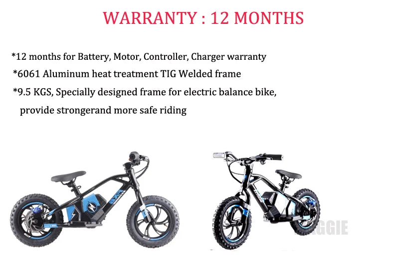 HKM-761939 Kids 12-Inch Electric Bike with 250W Hub Motor and Aluminum Alloy Frame