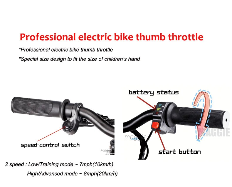 HKM-761939 Kids 12-Inch Electric Bike with 250W Hub Motor and Aluminum Alloy Frame