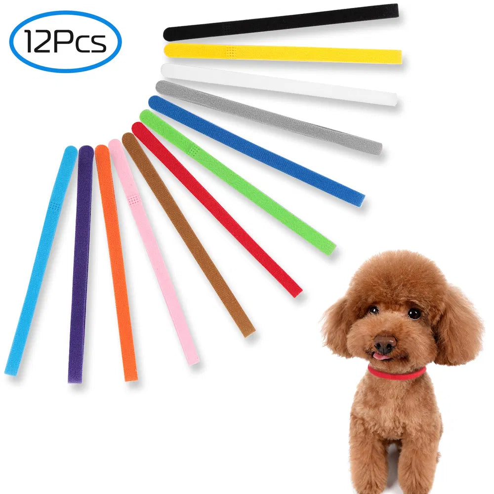 HKM-7620157 Adjustable Double-Sided Whelping ID Collars for Puppies and Kittens - 12 Color Set