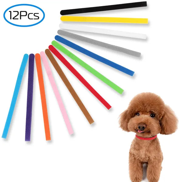 HKM-7620157 Adjustable Double-Sided Whelping ID Collars for Puppies and Kittens - 12 Color Set