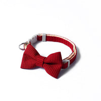 HKM-7620669 Houndstooth Bow Pet Collar ¨C Stylish and Durable in Blue, Pink, Gray, and Purplish Red, Fits 22-29cm