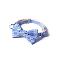 HKM-7620669 Houndstooth Bow Pet Collar ¨C Stylish and Durable in Blue, Pink, Gray, and Purplish Red, Fits 22-29cm