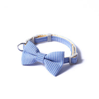 HKM-7620669 Houndstooth Bow Pet Collar ¨C Stylish and Durable in Blue, Pink, Gray, and Purplish Red, Fits 22-29cm