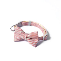 HKM-7620669 Houndstooth Bow Pet Collar ¨C Stylish and Durable in Blue, Pink, Gray, and Purplish Red, Fits 22-29cm