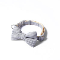 HKM-7620669 Houndstooth Bow Pet Collar ¨C Stylish and Durable in Blue, Pink, Gray, and Purplish Red, Fits 22-29cm