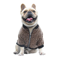 HKM-762259 Autumn Long-Sleeved Leopard Print Jacket for Dogs in Blue - Cozy Two-Legged Pet Coat