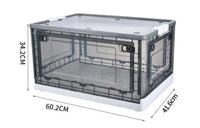 HKM-762259 Large Capacity Folding Storage Box with Wheels – Collapsible Plastic Container for Clothes, Books and Snacks