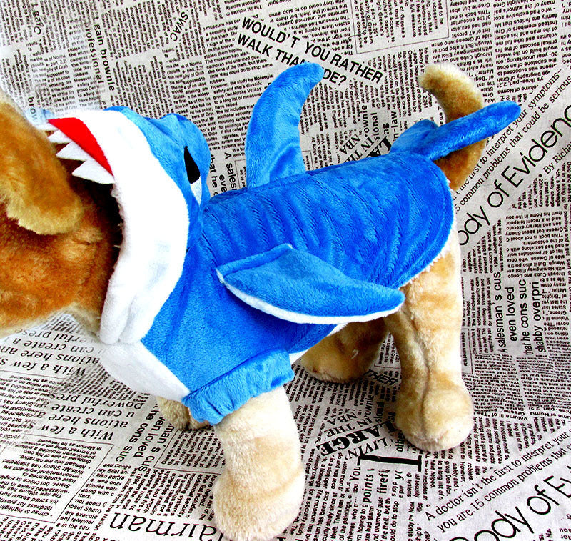 HKM-7622845 Realistic Shark Costume Suit for Cosplay in Blue and Gray - Comfortable Sheared Fabric, Available in XS, S, M, L, XL