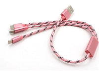 HKM-762387 Three-in-One USB Charging Cable - Short 0.2m TYPE-C, Micro USB, Aluminum Alloy Connector, Gold/Rose Gold/Silver