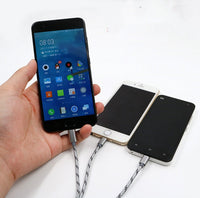HKM-762387 Three-in-One USB Charging Cable - Short 0.2m TYPE-C, Micro USB, Aluminum Alloy Connector, Gold/Rose Gold/Silver