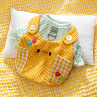 HKM-7624125 Autumn and Winter Small Animal Two-Legged Overalls in Rock Yellow Chicken and Lomi Brown Tiger