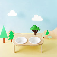 HKM-7624637 Natural Wood Bear Design Pet Bowl with Single and Double Rack Options
