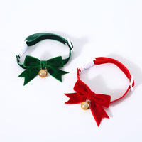 HKM-7625021 Velvet Hand Bow Tie with Anti-Suffocation Buckle for Pets - Available in Red, Green, Blue and Fan Patterns