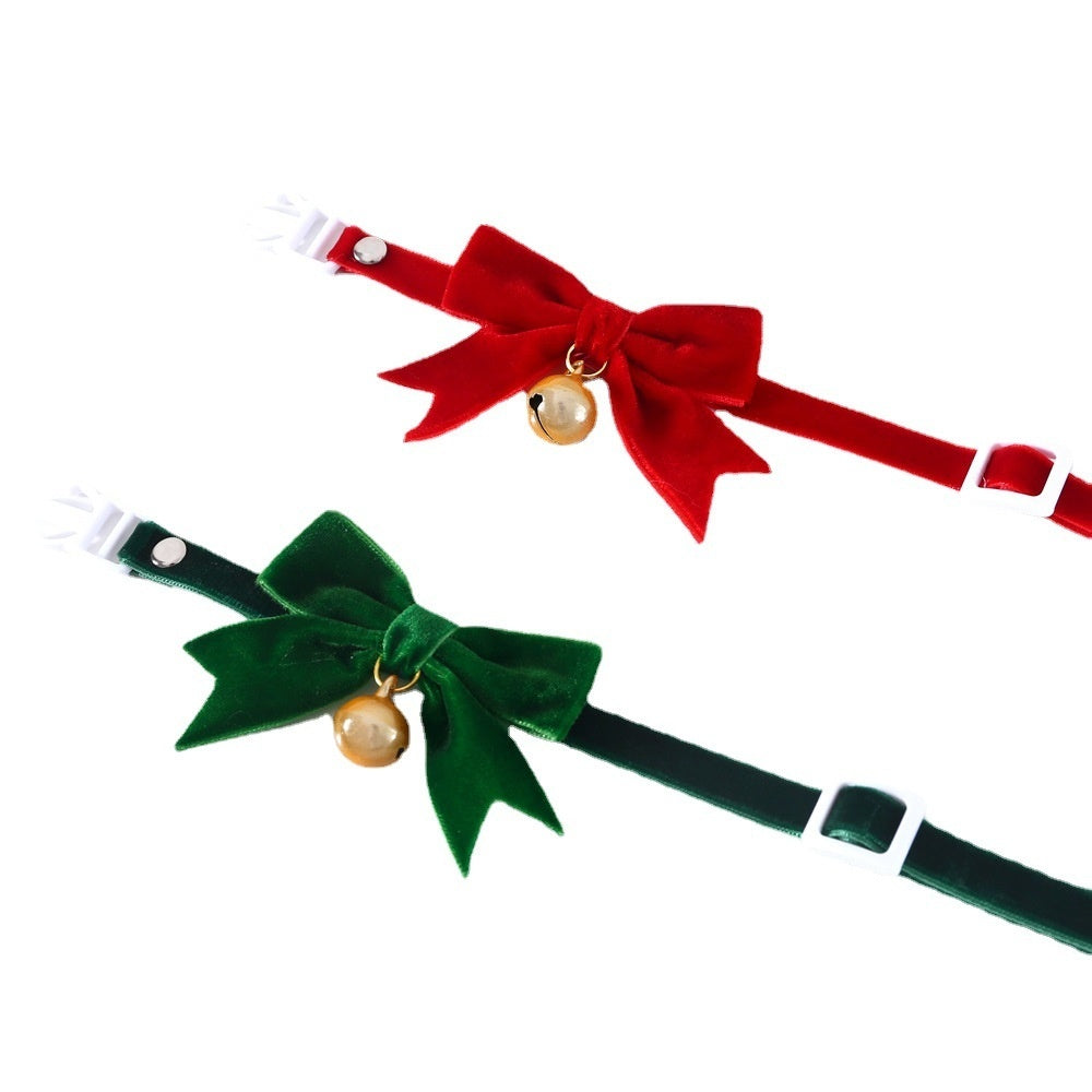 HKM-7625021 Velvet Hand Bow Tie with Anti-Suffocation Buckle for Pets - Available in Red, Green, Blue and Fan Patterns