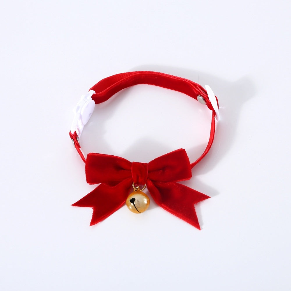 HKM-7625021 Velvet Hand Bow Tie with Anti-Suffocation Buckle for Pets - Available in Red, Green, Blue and Fan Patterns