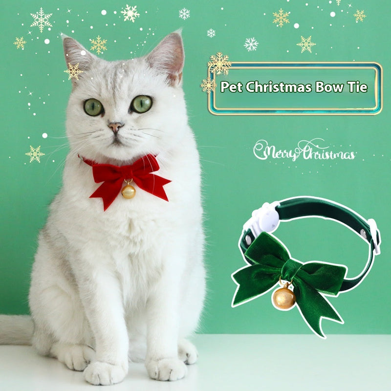 HKM-7625021 Velvet Hand Bow Tie with Anti-Suffocation Buckle for Pets - Available in Red, Green, Blue and Fan Patterns
