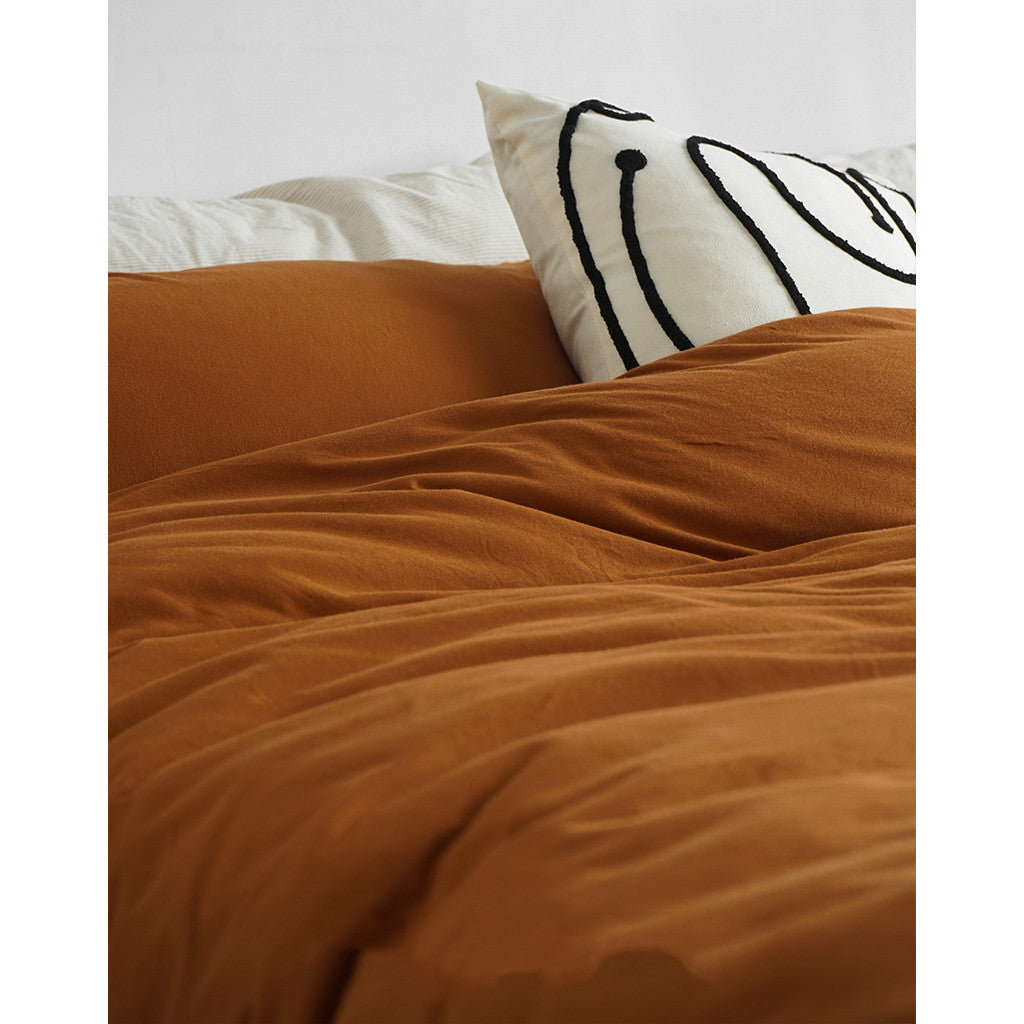 HKM-762515 Caramel Knitted Cotton Bedding Set - Skin-Friendly, 4-Piece Nude Collection for Various Bed Sizes
