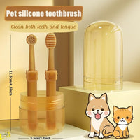 HKM-7625917 360-Degree Silicone Dog and Cat Toothbrush with Tongue Cleaner and Storage Cup for Effective Dental Care