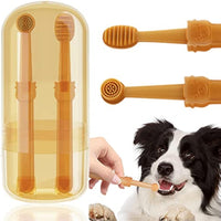 HKM-7625917 360-Degree Silicone Dog and Cat Toothbrush with Tongue Cleaner and Storage Cup for Effective Dental Care