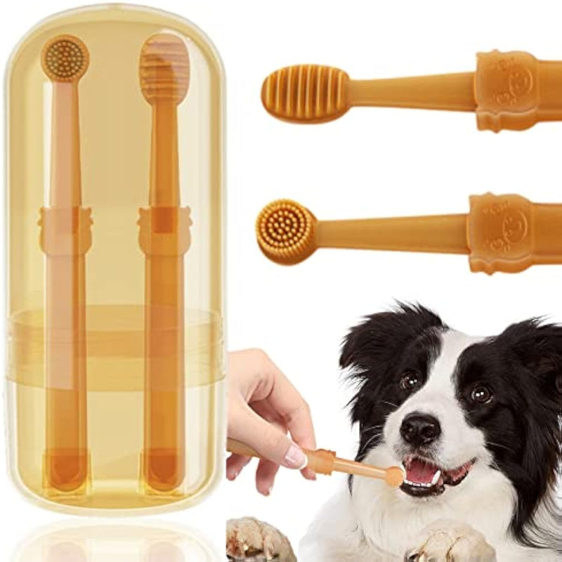 HKM-7625917 360-Degree Silicone Dog and Cat Toothbrush with Tongue Cleaner and Storage Cup for Effective Dental Care