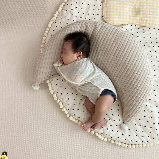 HKM-762643 Cotton Fur Ball Moon Pillow Cushion for Babies, Removable & Washable, 60x25x10CM