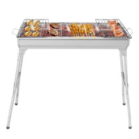 HKM-762707 Silver Stainless Steel Barbecue Grill - 30cm x 70cm Cooking Area