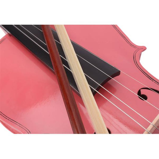 HKM-762771 Pink Violin with Box Bow and Rosin Set