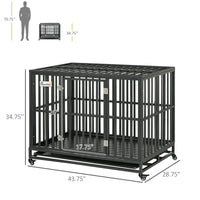HKM-7628093 Heavy-Duty Pet Dog Crate with Playpen, Removable Tray & Rolling Caster Wheels 44''