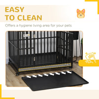 HKM-7628093 Heavy-Duty Pet Dog Crate with Playpen, Removable Tray & Rolling Caster Wheels 44''