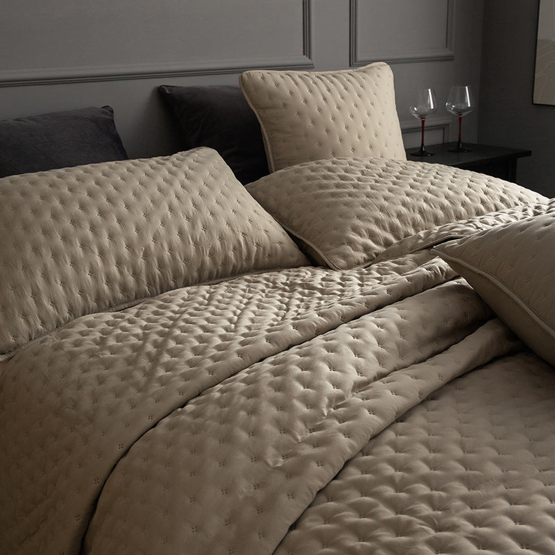 HKM-762835 Universal Solid Color Quilted Bedspread - Soft Chemical Fiber, Available in Two Sizes