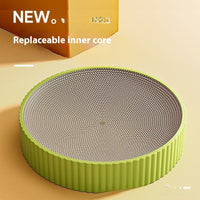 HKM-7628477 Wear-Resistant Round Cat Scratching Board with Replaceable Corrugated Paper Nest - Green and White, 55CM